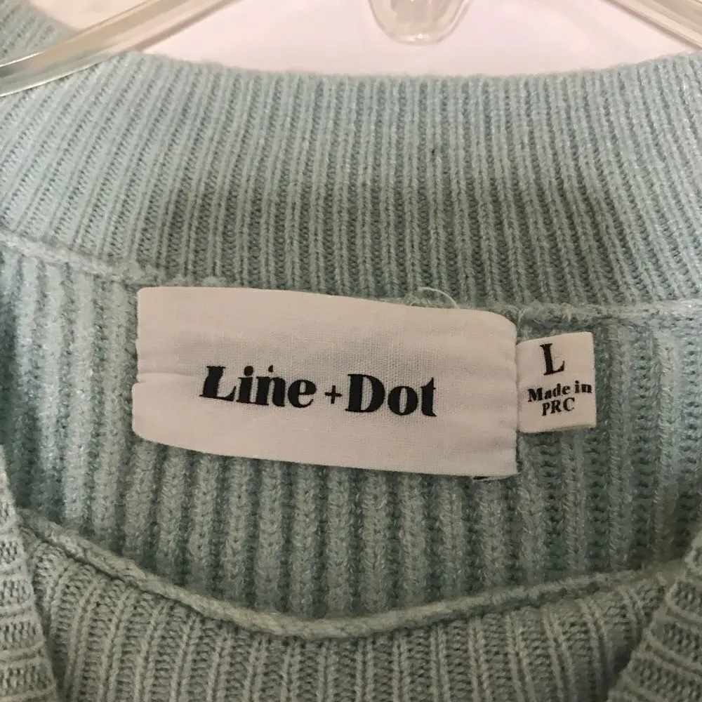 Line & Dot Balloon Sleeve Mint Pullover Sweater - Image 4