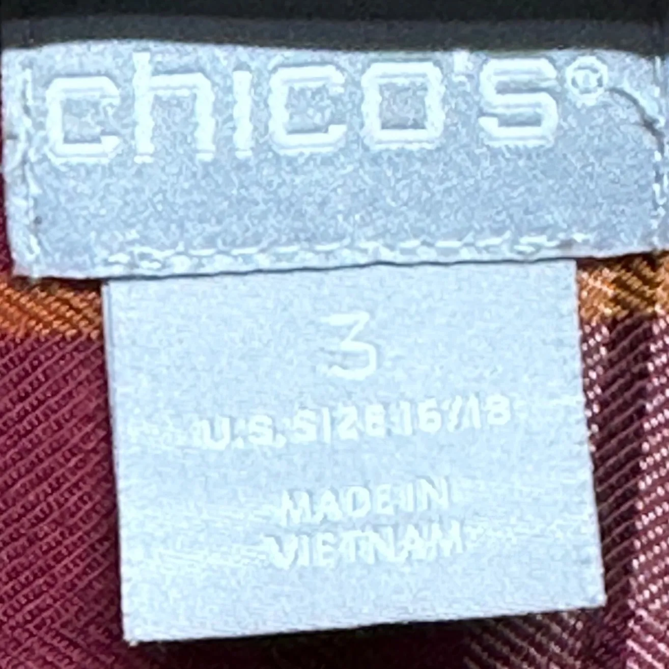 Chicos Plaid Button Down Shirt Women's Size 3 Burgundy White Yellow Long Sleeve - Image 3