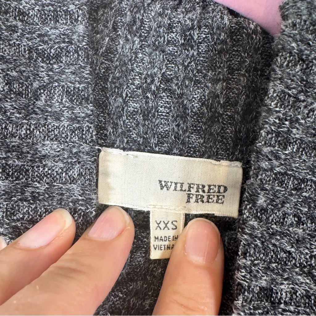 Wilfred Grey Ribbed Mock Neck Sweater Dress Womens XXS Mini Long Sleeve Fall Gray - Image 3