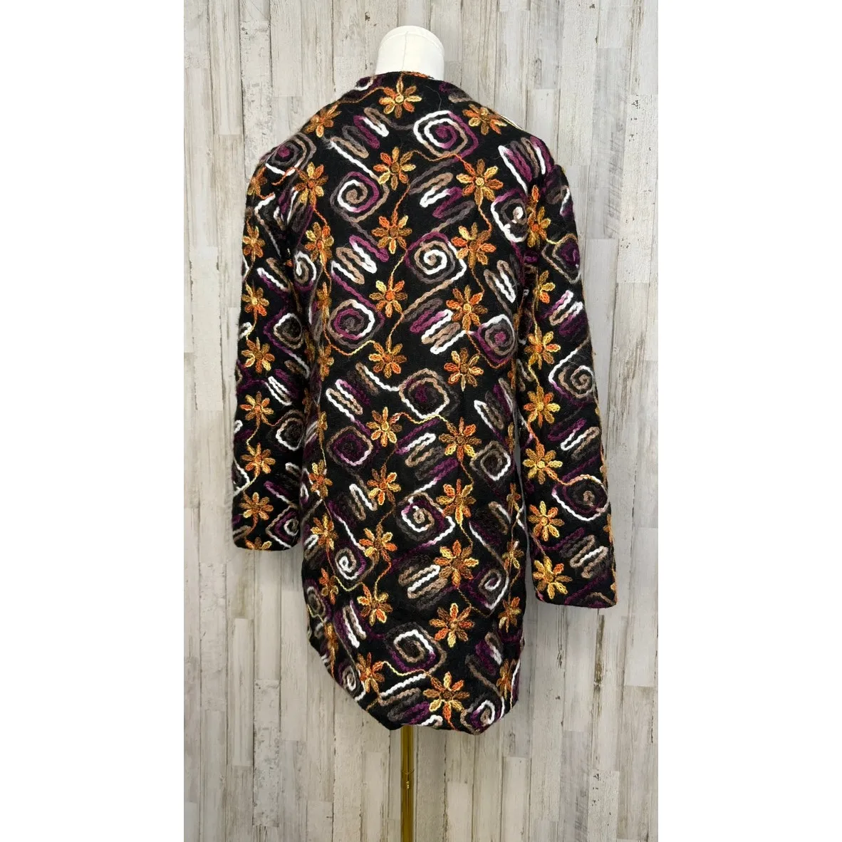 Anthropologie Women's XS Floral Embroidered Overcoat Multicolor‎ Casual - Image 7