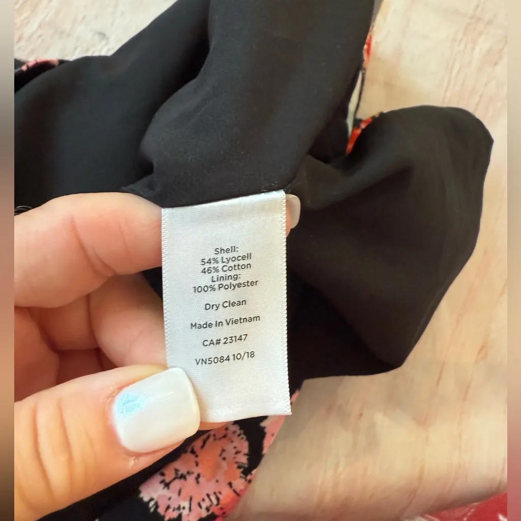 talbots 12P PETITE pink black floral poppy canvas skirt pencil career Flaw - Image 4