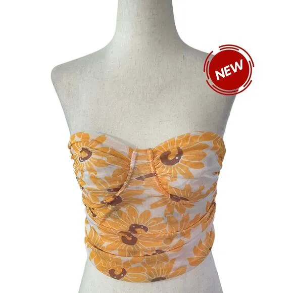 MNG Mango Yellow Strapless Underwired Crop Top Women Size XS NWT | 57-20 - Image 2