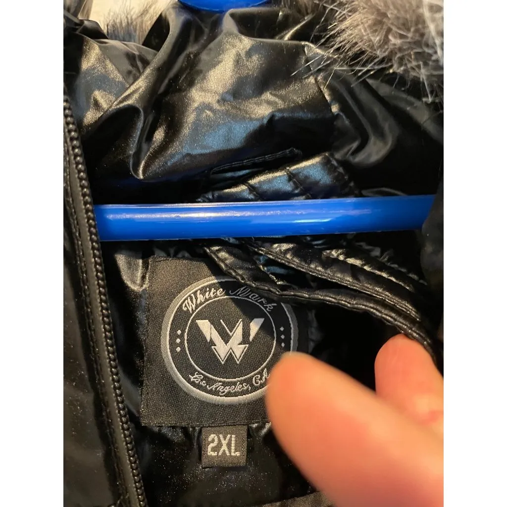 New Womens White Mark LA Puffer Hoodie Jacket with inside Backpack Straps Black Size XXL - Image 6