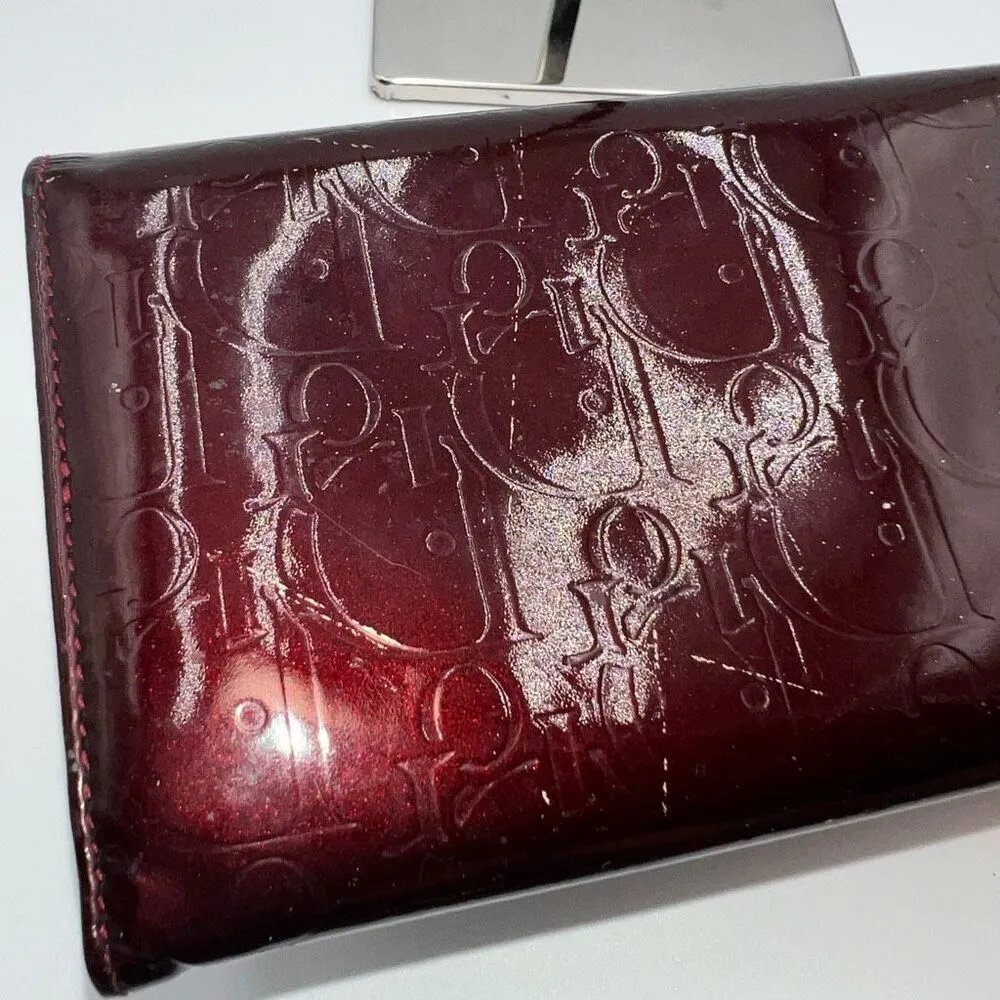 Christian Dior Vintage Trotter Burgundy Patent Leather Wallet - Image 8