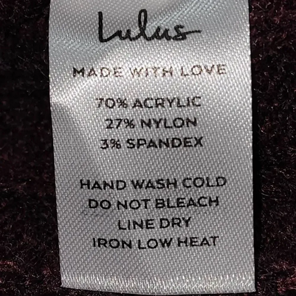 NWT Lulu's Womens Burgundy Cable Knit Mini‎ Sweater Dress XL - Image 5