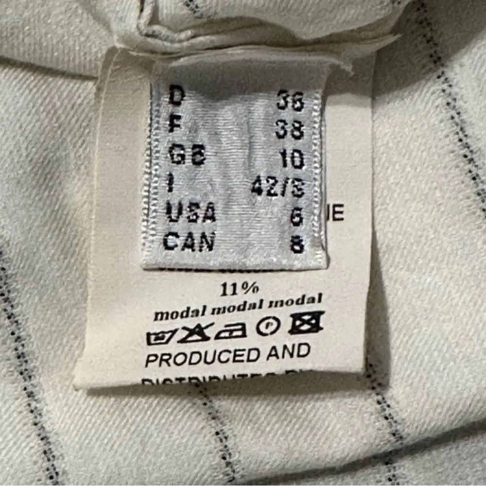 Ottod’Ame Women’s Size 6 Cream Gray Striped Tweed Neckline Henley Top Blouse - Image 8