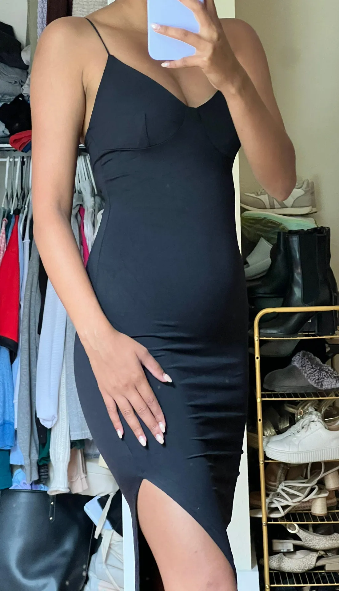 Berksha black Midi dress with slit  - Image 2