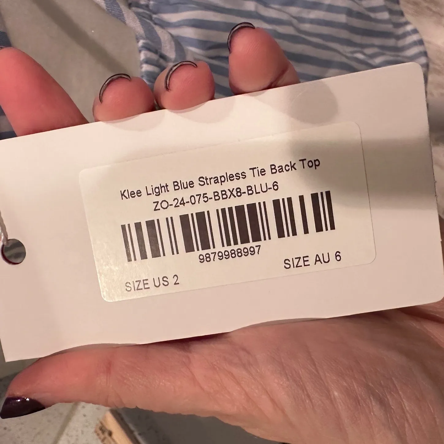 Beginning Boutique Klee Light Blue Strapless Tie Back Top Size US 2 NWT - Image 4
