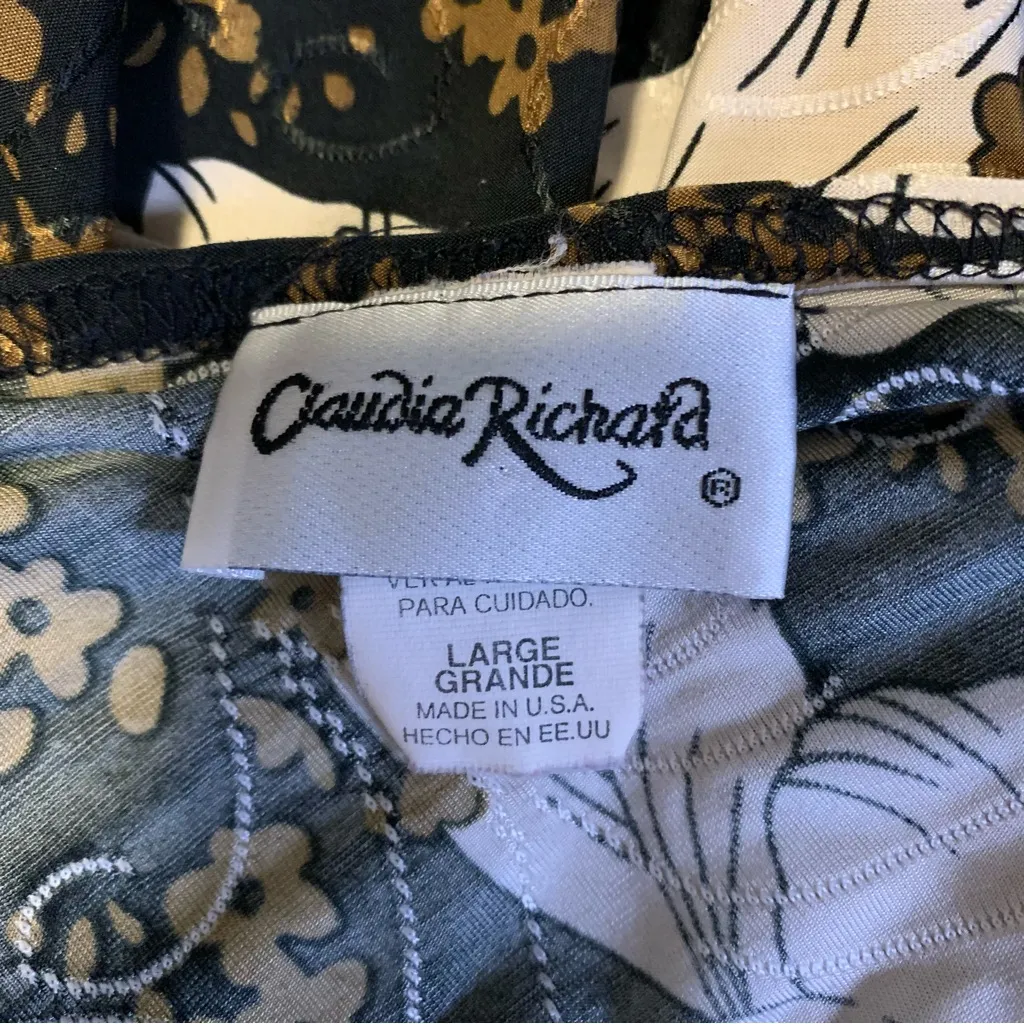 Claudia Richard Brown Toned 3D Stitch Blouse Tan Size L - Image 5