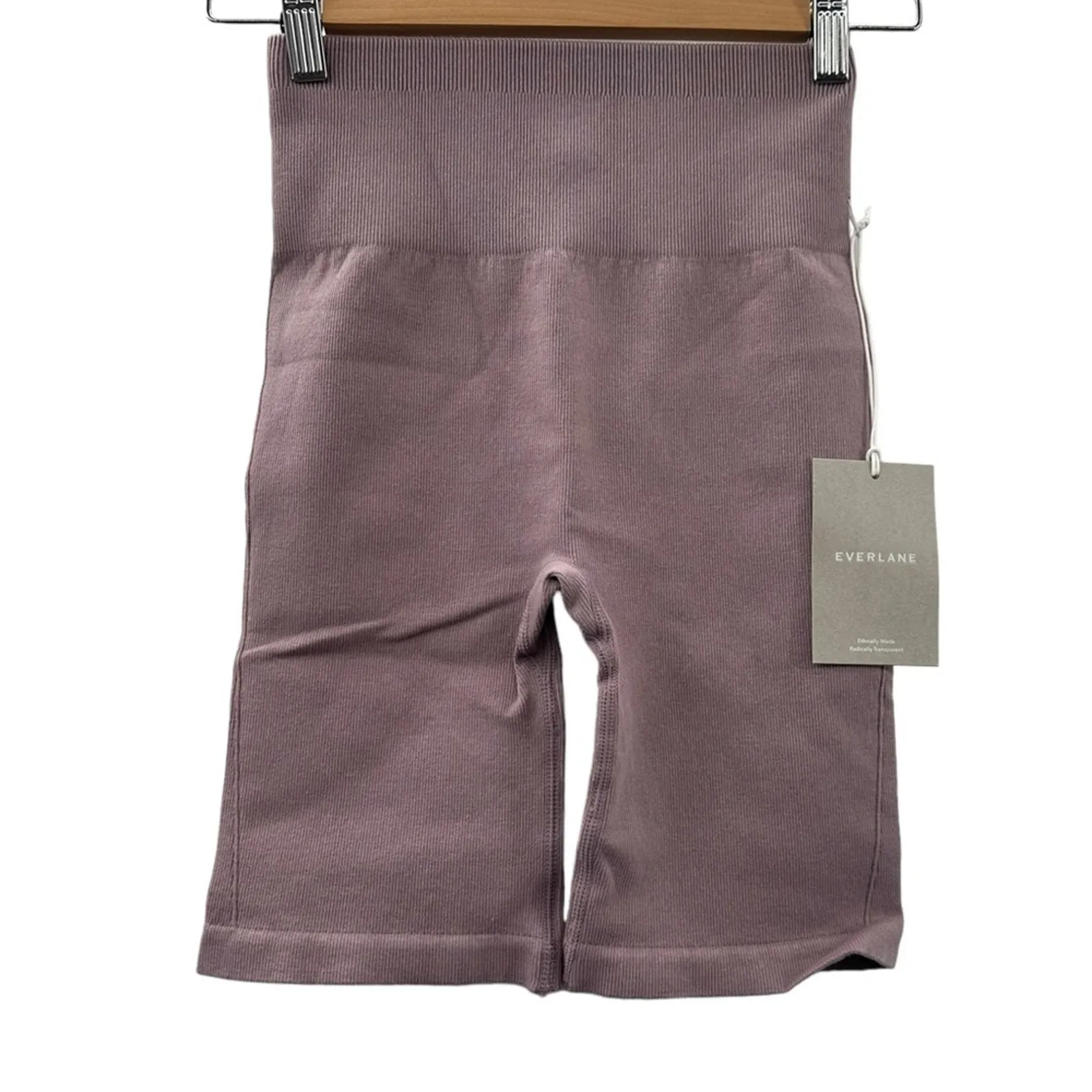 Everlane NWT Seamless High Rise Ribbed Bike Short Women's Sz XS/S Dusty Lavender - Image 3