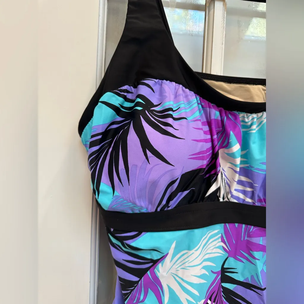 ZeroXposur Tropical Resort Floral Print Tankini Swim Top Swimsuit Plus Size 3X - Image 3
