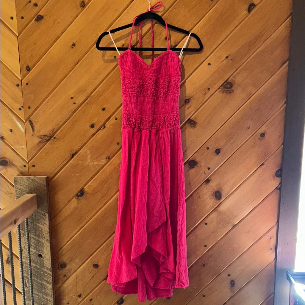 Free People Sparkling Drop-Waist Moment Midi Dress in bright rose pink - Image 4