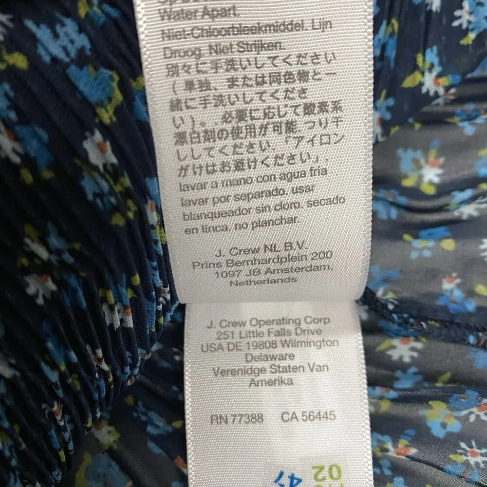 MADEWELL Women Small Crinkle Deep Blue Floral Georgette Mini Dress Cottagecore - Image 12