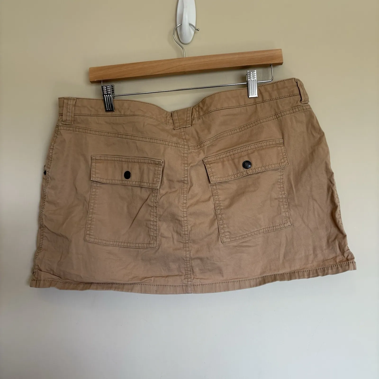 VINTAGE Abercrombie Fitch Skirt Womens L Brown Mini Utility‎ Pocket Tactical Y2K - Image 2