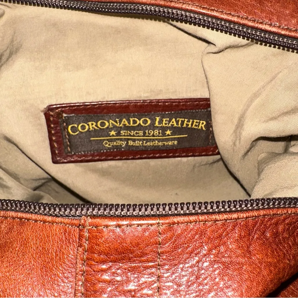 Corondo Leather • Double Zipper Concealed Carry Crossbody Bag Leather Lockable Brown - Image 11
