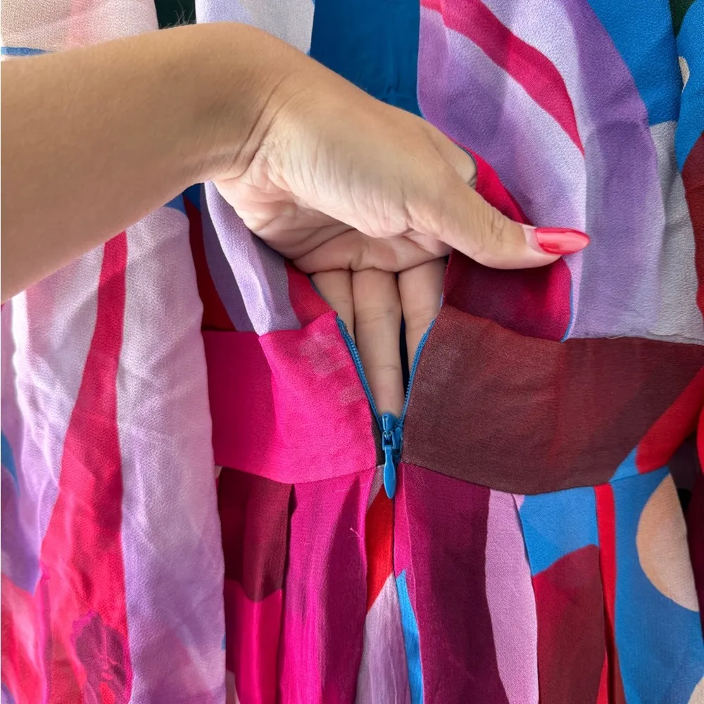 FARM RIO Watercolor Floral Blue Maxi Dress XS - Image 8