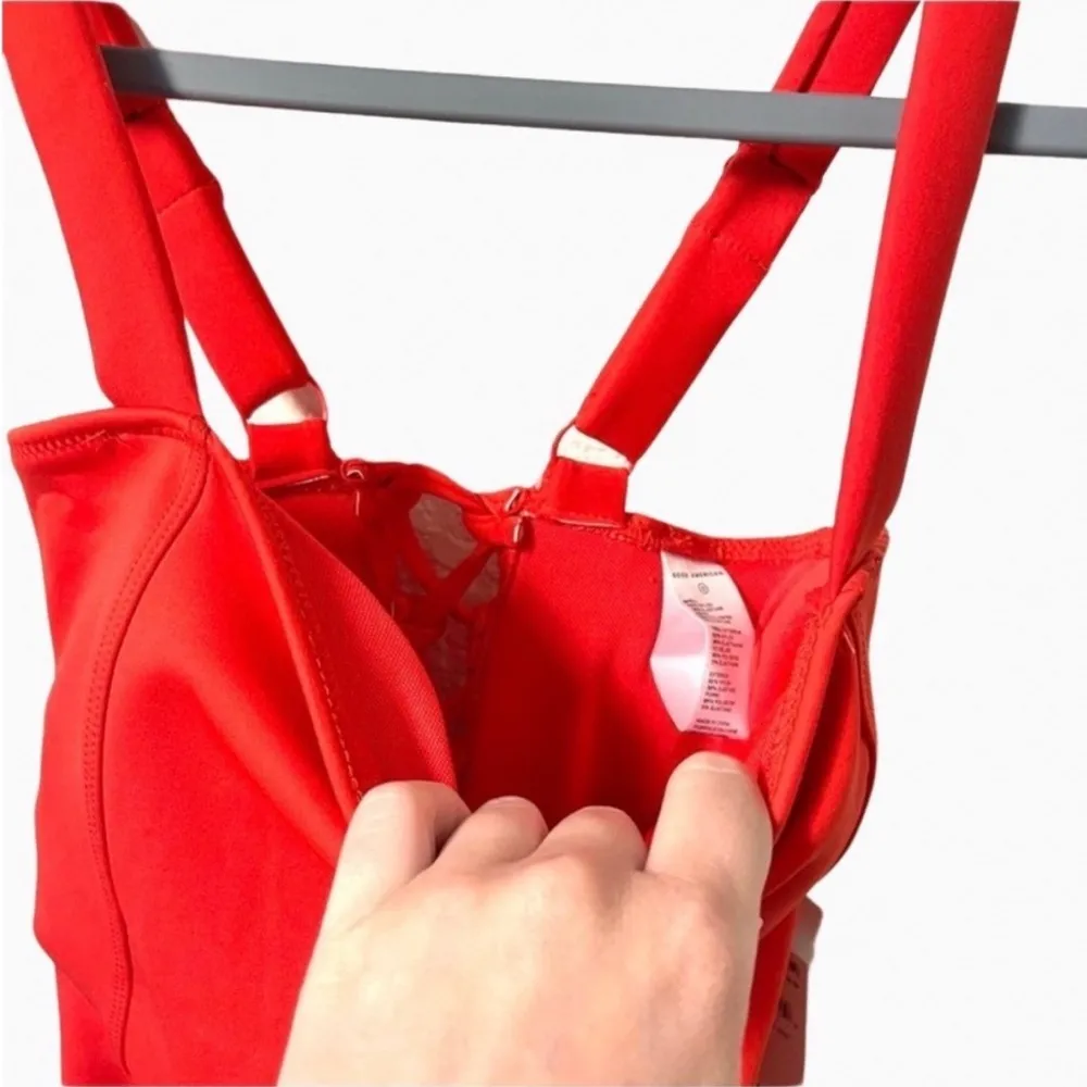 Good American Corset Tie Back One Piece Bathing Suit Swimsuit Red Small 4 - Image 4