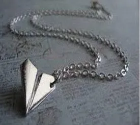 Lovely Paper Airplane Pendant Necklace Gray - Image 5