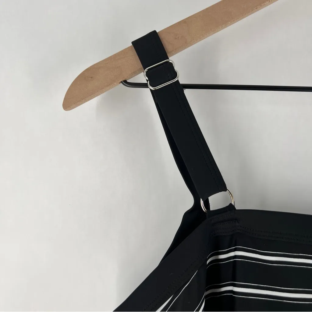 Evans Black Stripe Print Tankini Top Womens Size 26 PLUS Flyaway Print V Neck Black - Image 11