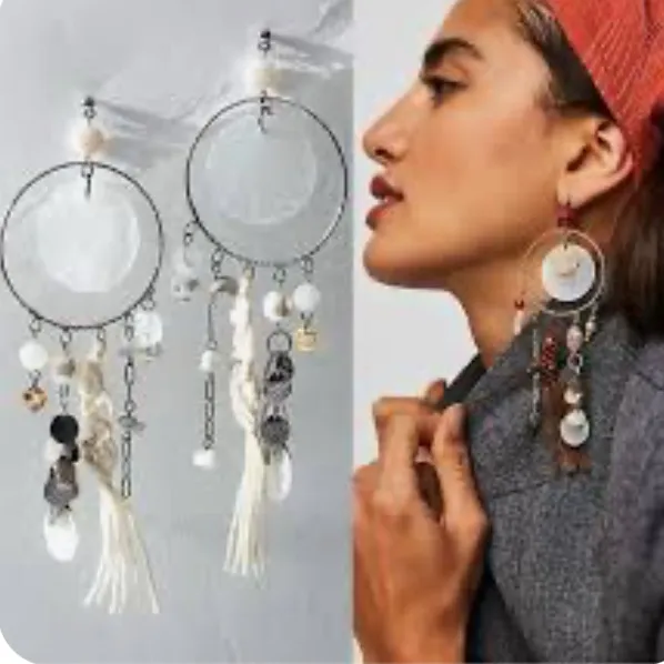 Free People Bohemian Coco Bongo Dangle Maroon Coastal Earrings - Image 3