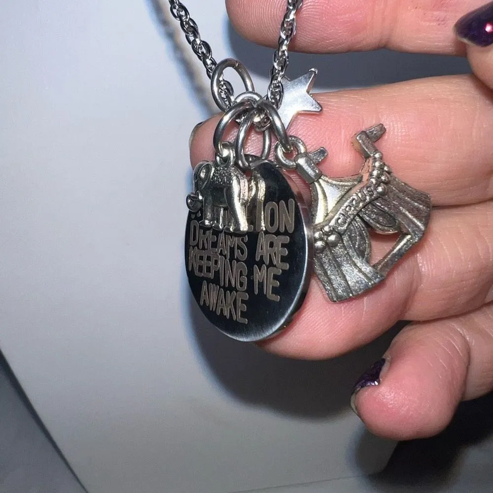 Charm Necklace “A‎ Million Dreams Are Keeping Me Awake” in Silver Tone - Image 4