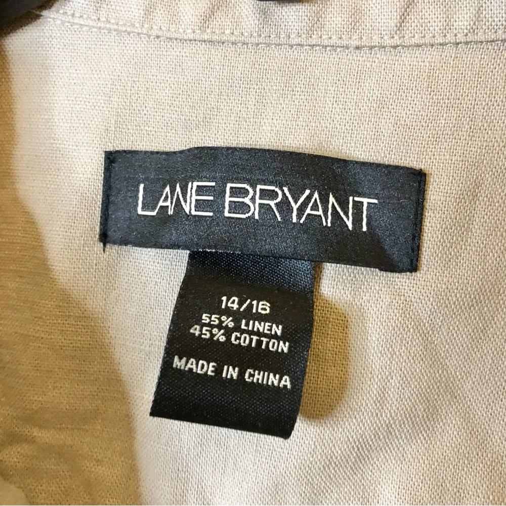 Lane Bryant‎ Ecru Linen Blend Utility Jacket Tan 14/16 - Image 3