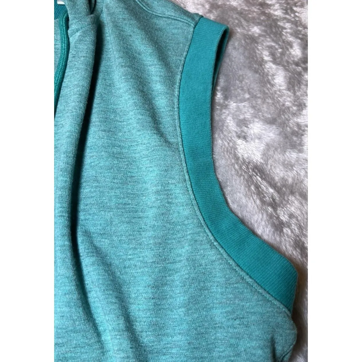 Adidas Hooded Zip Vest Womens Size‎ Medium Blue/Green Athletic Gym Workout Logo - Image 6