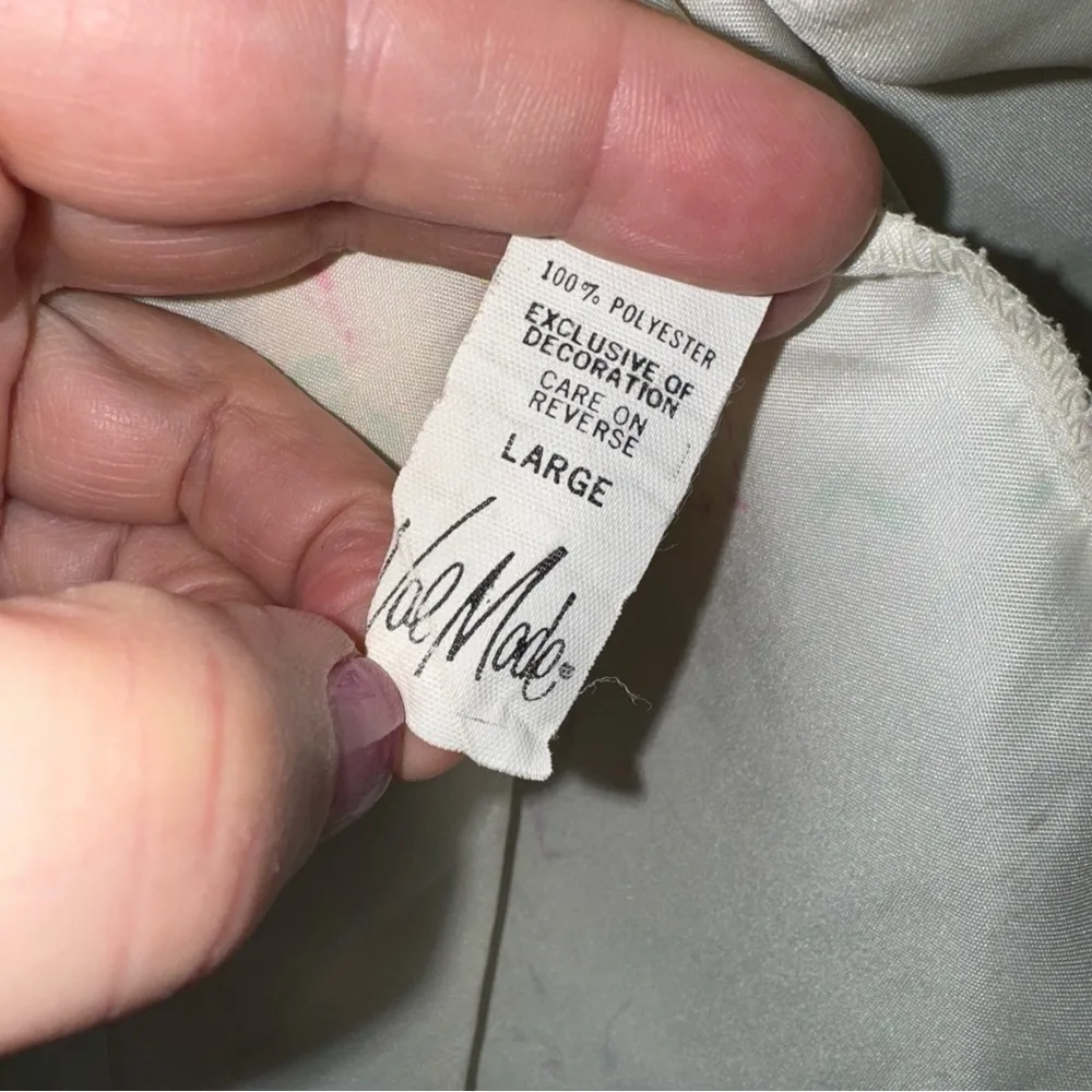 Vintage Val Mode Large Satin Cream Postal Floral Tank Top Tunic Elastic Waist CP - Image 5