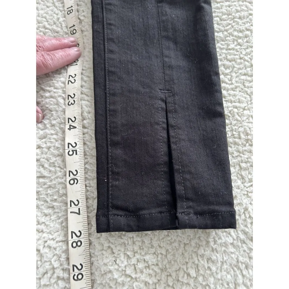Frame Le High Skinny In Film Noir Black Denim Jeans Ankle Slits Women’s Size 23 - Image 11