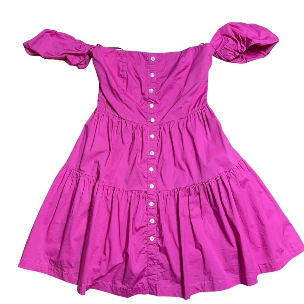 STAUD Pink Off the Shoulder Elio Mini Dress Womens US 2 - Image 2