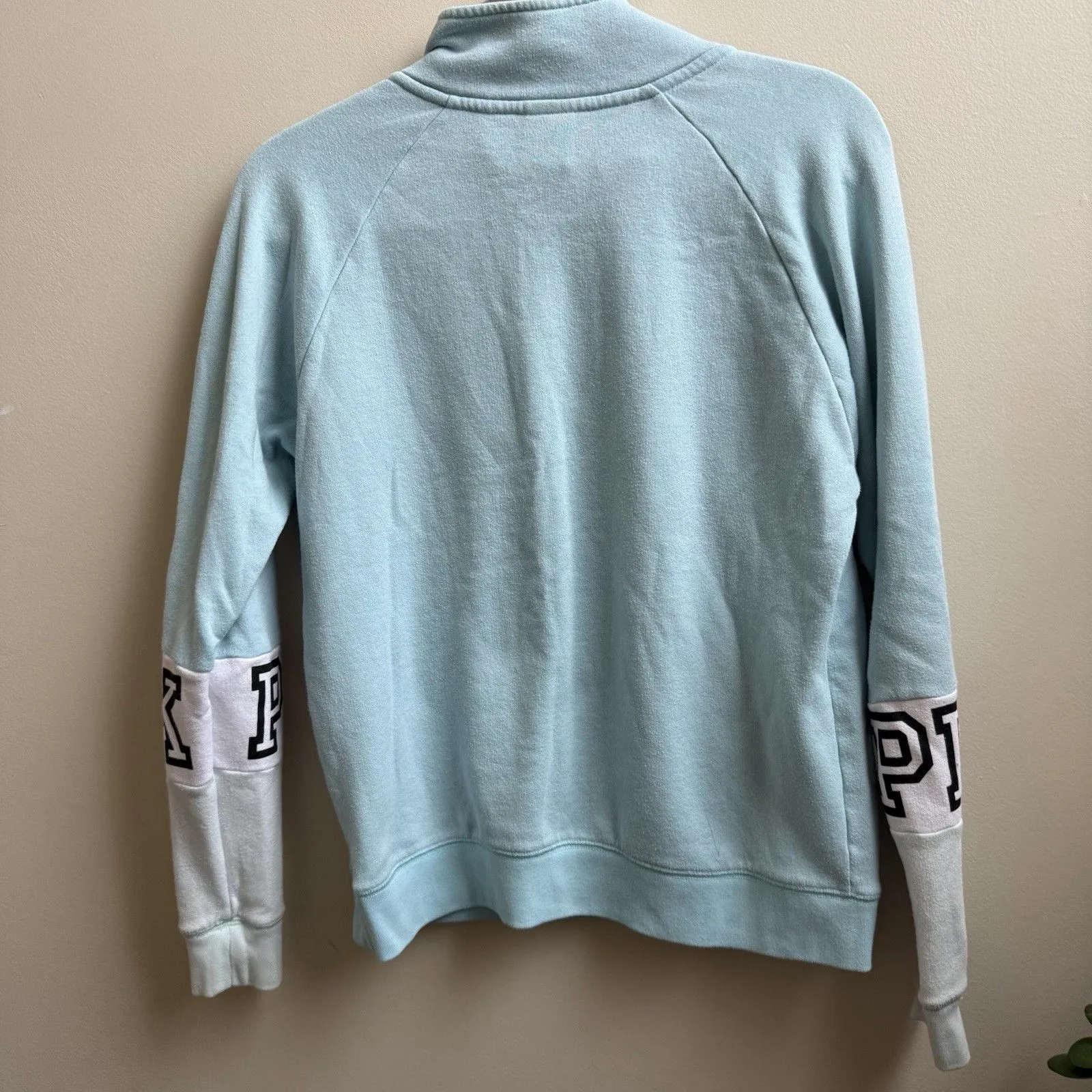 VICTORIA'S SECRET PINK 1/4 Zip Tunic Mock Neck Sweatshirt Top Blue Size XS - Image 6