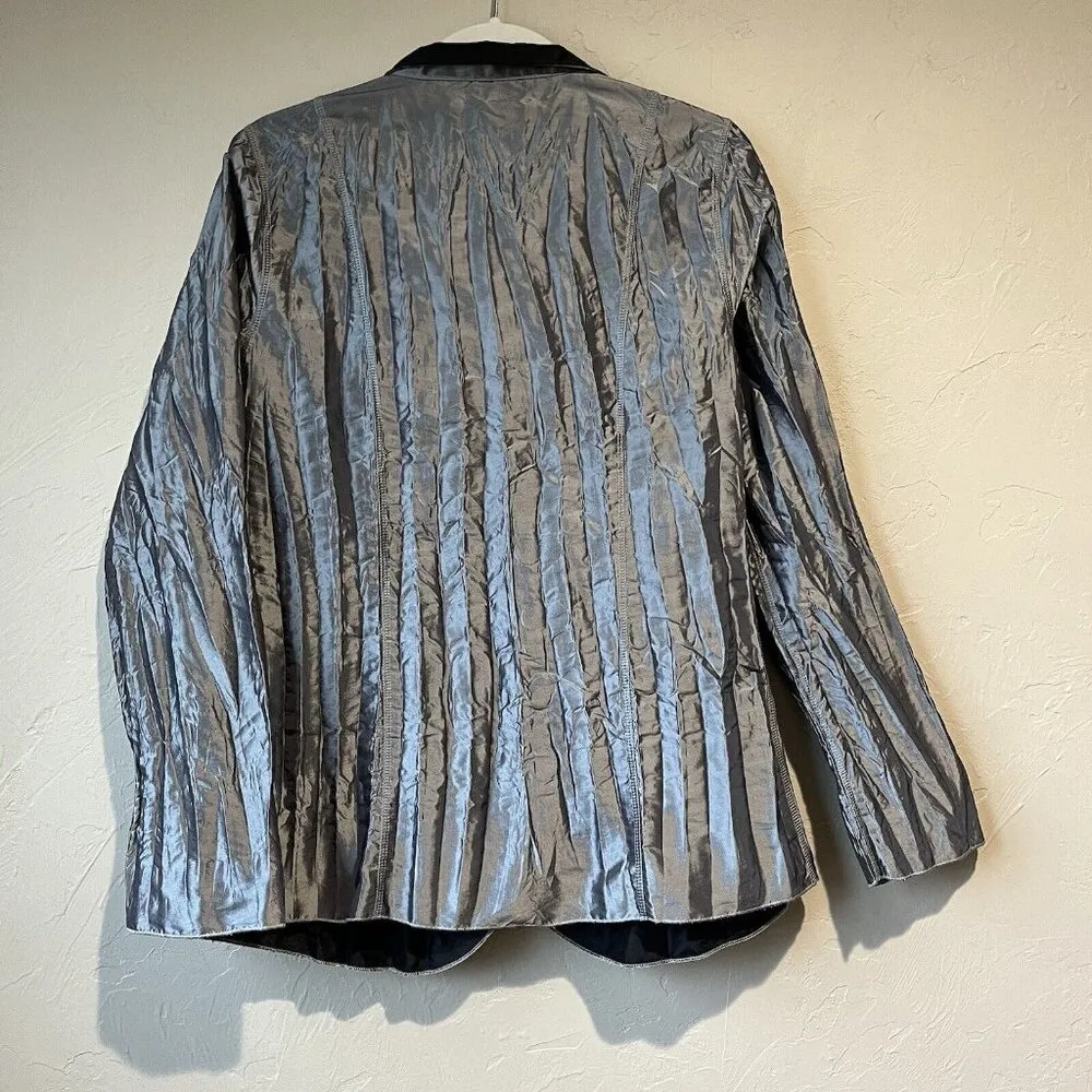 Silver Jacket accordion pleat New Years‎ holiday Christmas Party disco retro - Image 9