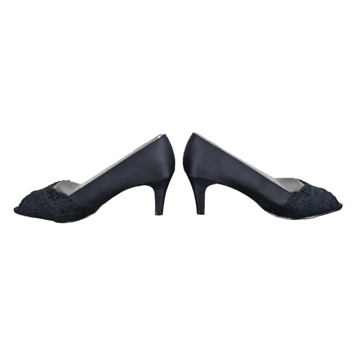 Adrianna Papell Jude Satin & Lace Peep Toe Mid-Heel Pumps 7.5W NEW - Image 5