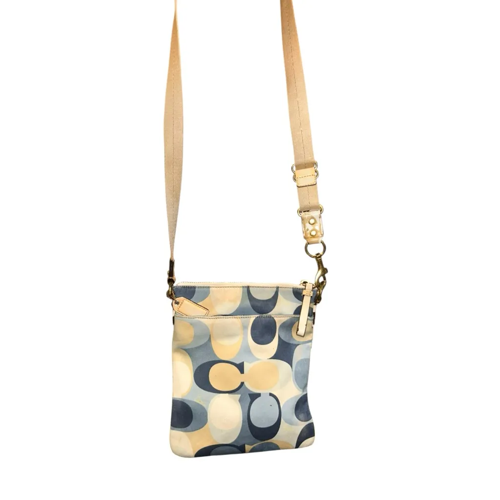 Coach Crossbody Purse No. L0767-41226 Cream Blue Tan Pattern Vintage Y2K - Image 3