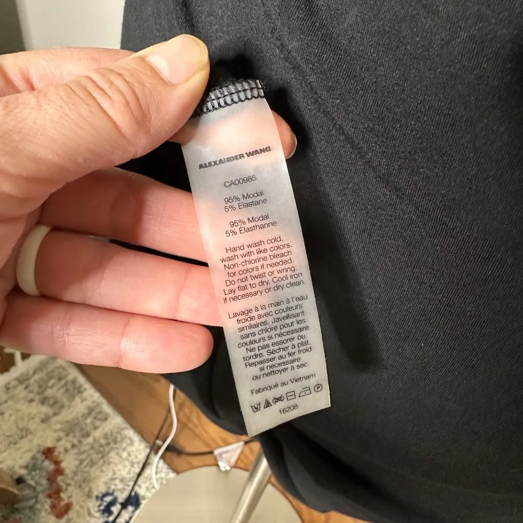 T by Alexander Wang Strappy Tank Dress Size Large Black Mid Length Bodycon - Image 9