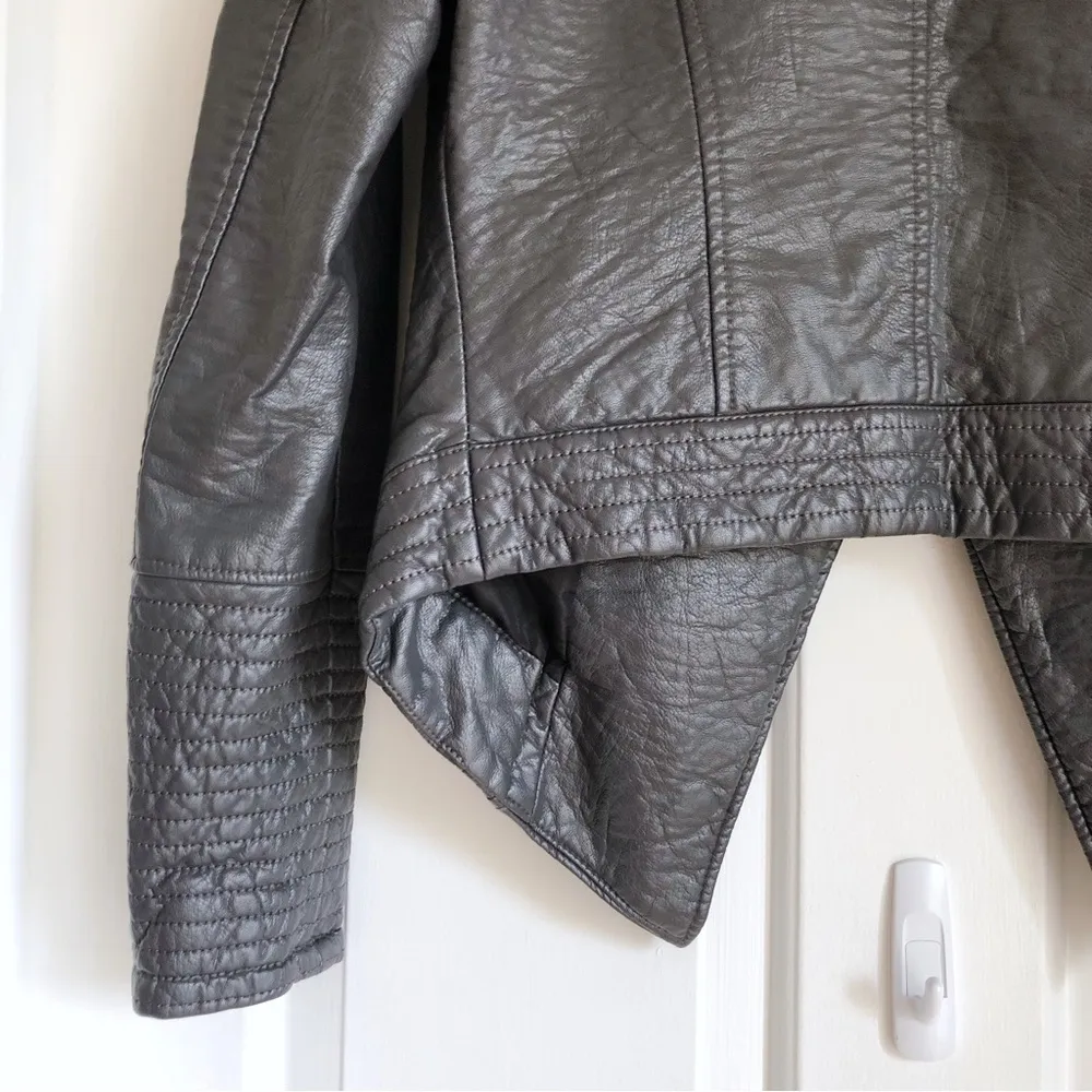 Jack by BB Dakota Amanda Gray Vegan Faux Leather Moto Jacket XS Women’s Biker - Image 8