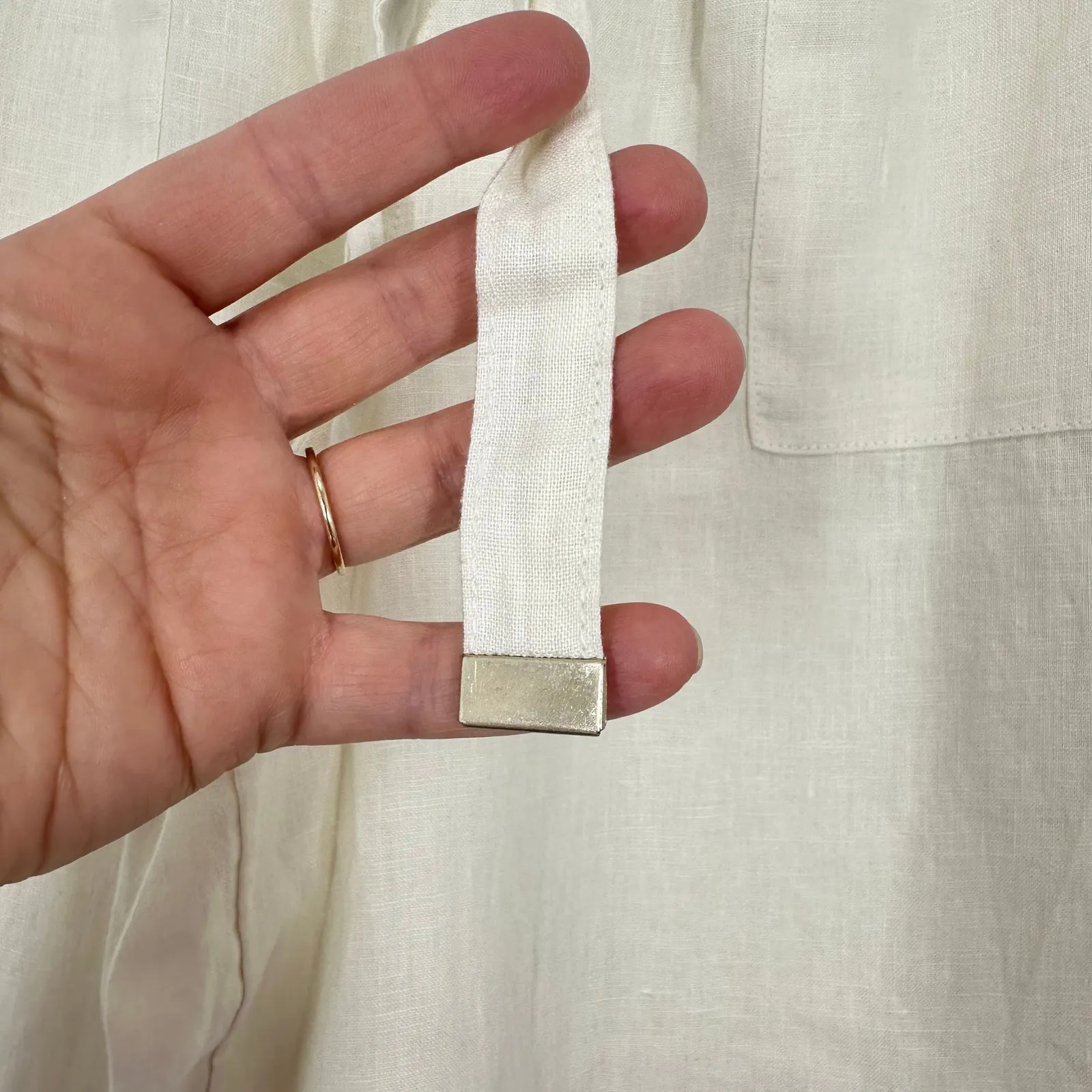 Joie High Rise Wide Leg Linen Pants Cream Size L Pull On Resort Vacation NWT - Image 7