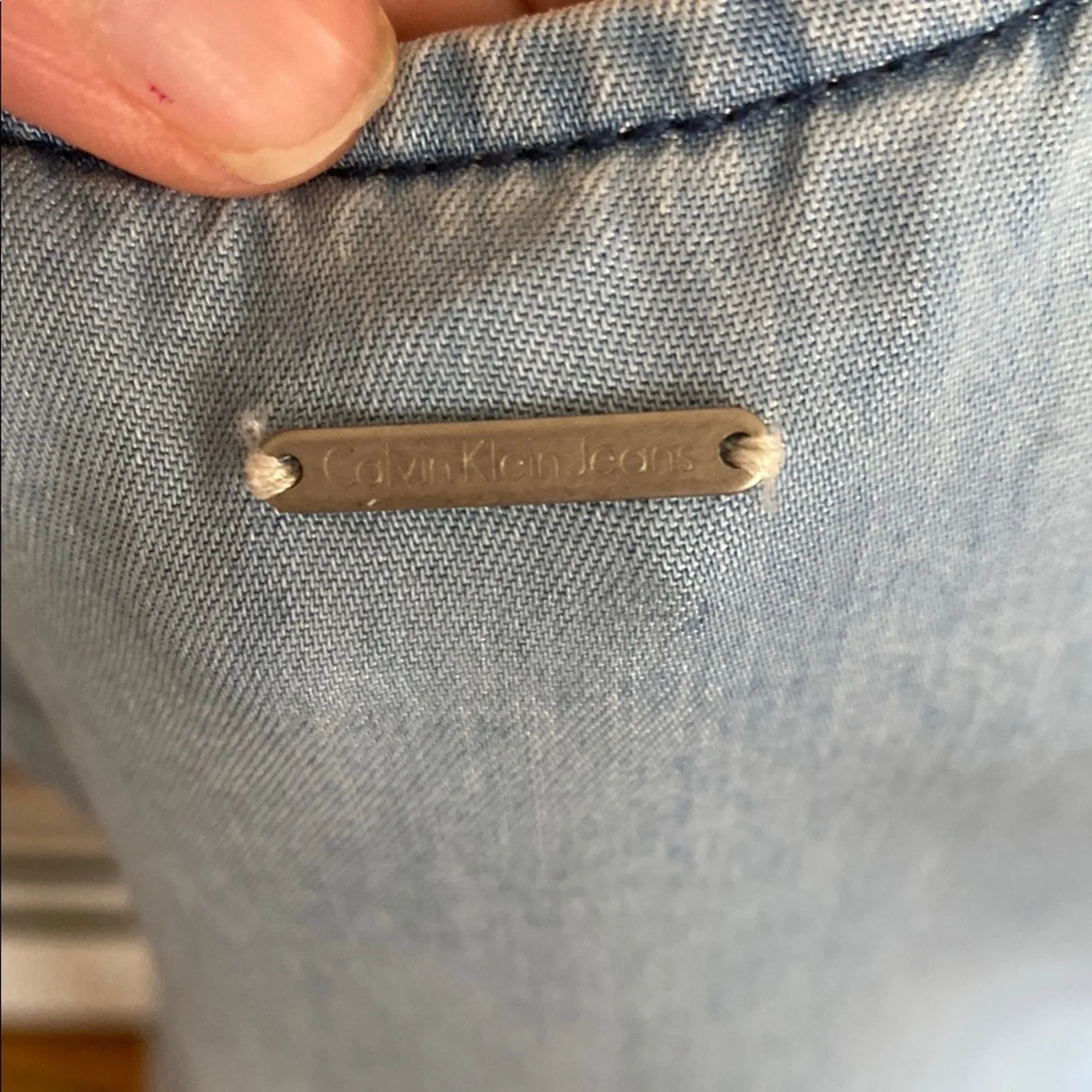 Calvin Klein Vintage Light Blue Sleeveless Soft Jean Dress Casual Size L - Image 6