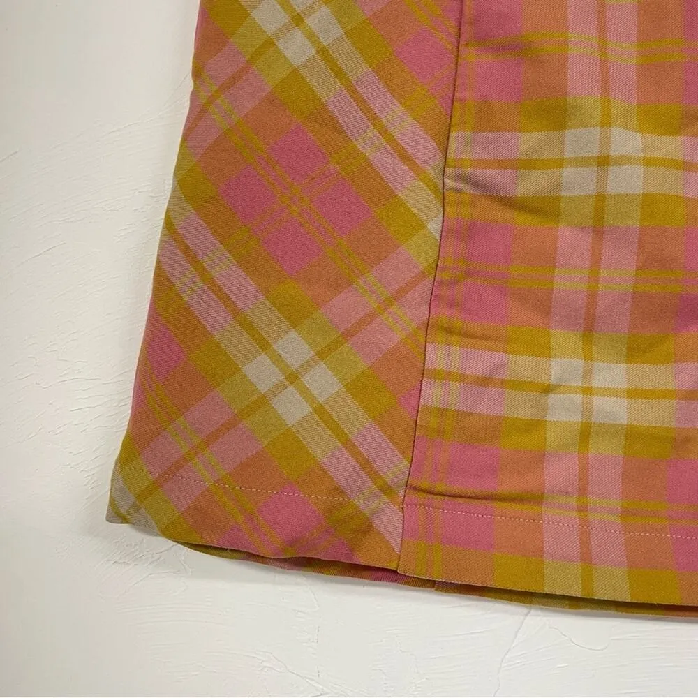 Urban Outfitters Pink & Green Plaid Mini School Girl Skirt Womens L Preppy Fall - Image 4