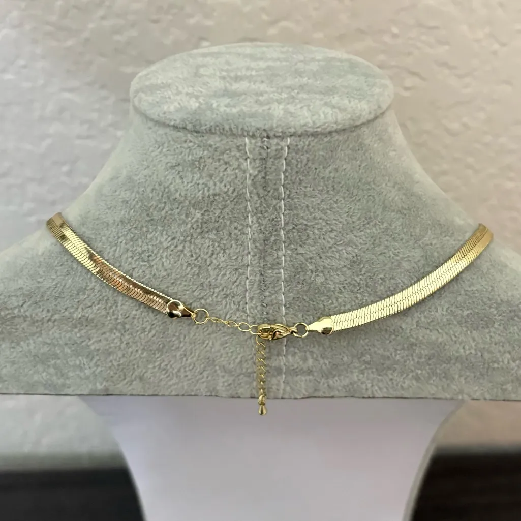 Gold Herringbone Necklace - Image 2