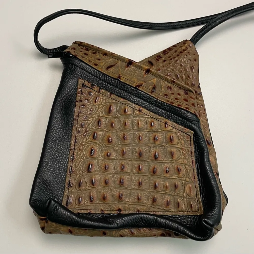 Vintage Thomas Leathers Tom Thomas Purse Crossbody Pockets Brown Green Black - Image 7