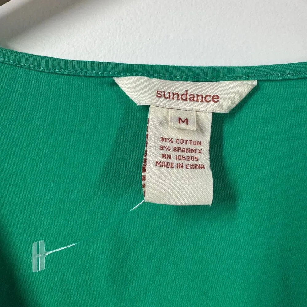 Sundance Top Women M Kelly Green Tank Ruched Cotton Blend Spring Summer Y2K Size M - Image 4