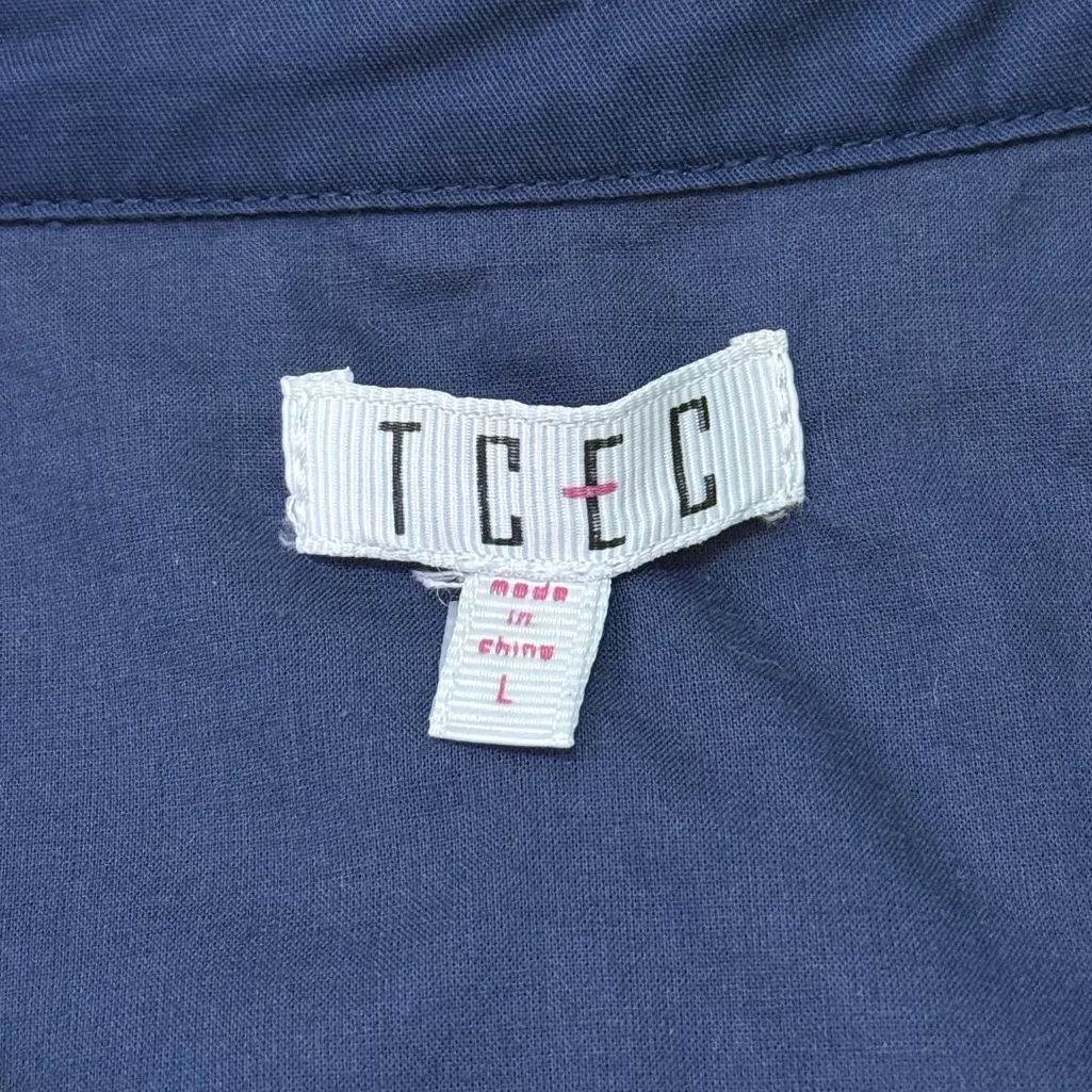 TCEC navy blue button down white accent sleeveless dress women’s size large - Image 5