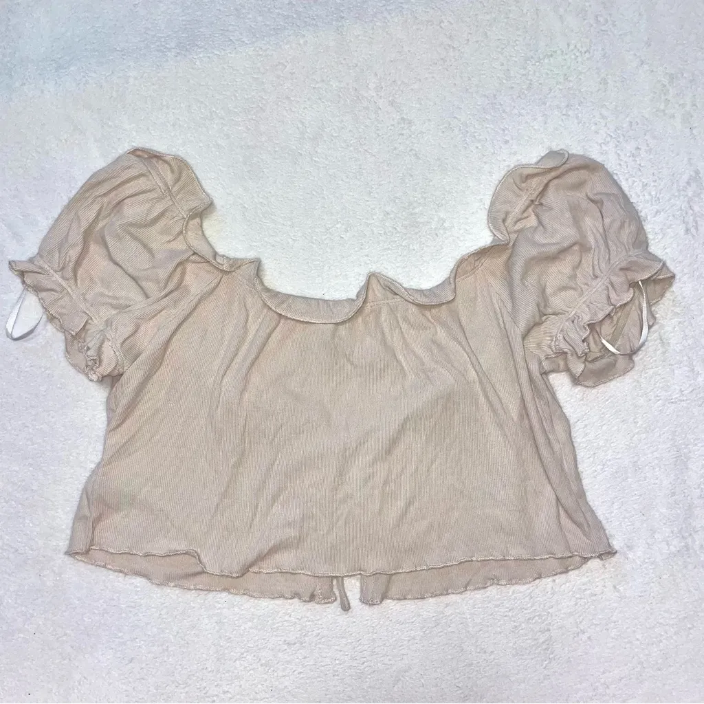 Womens NWT Princess Polly Beige Tie Front Crop top size Medium (10) - Image 4