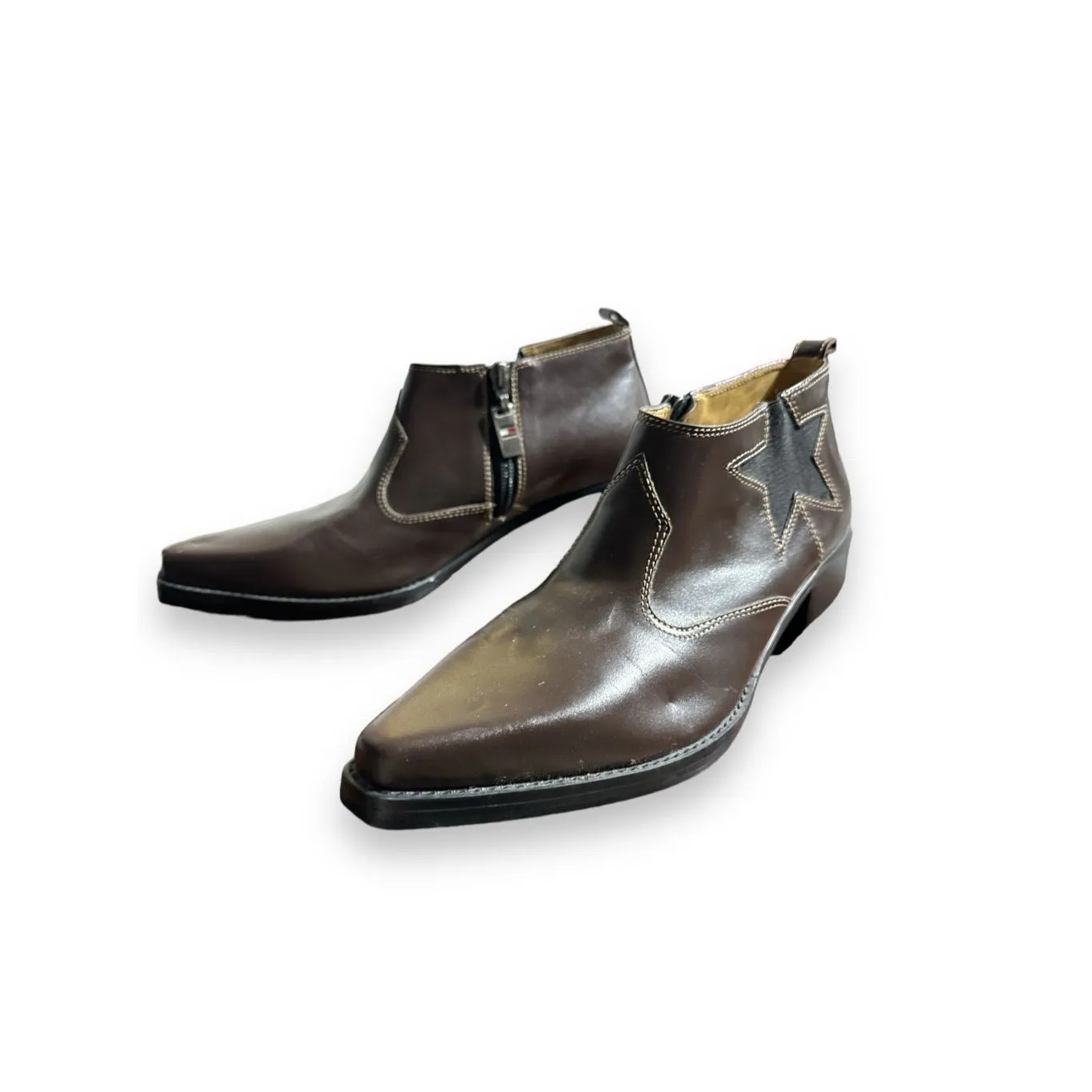 Vintage Tommy Hilfiger Womens Leather Star Engraved Snip Toe Cowboy Boot sz 8.5 - Image 3