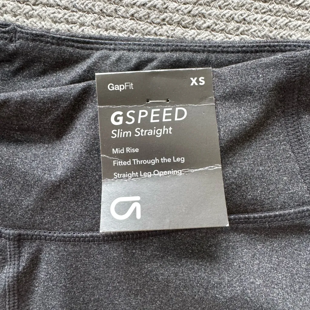 Gap Fit GSpeed Charcoal Gray Mid Rise Slim Straight Yoga Running Pant Legging XS - Image 5