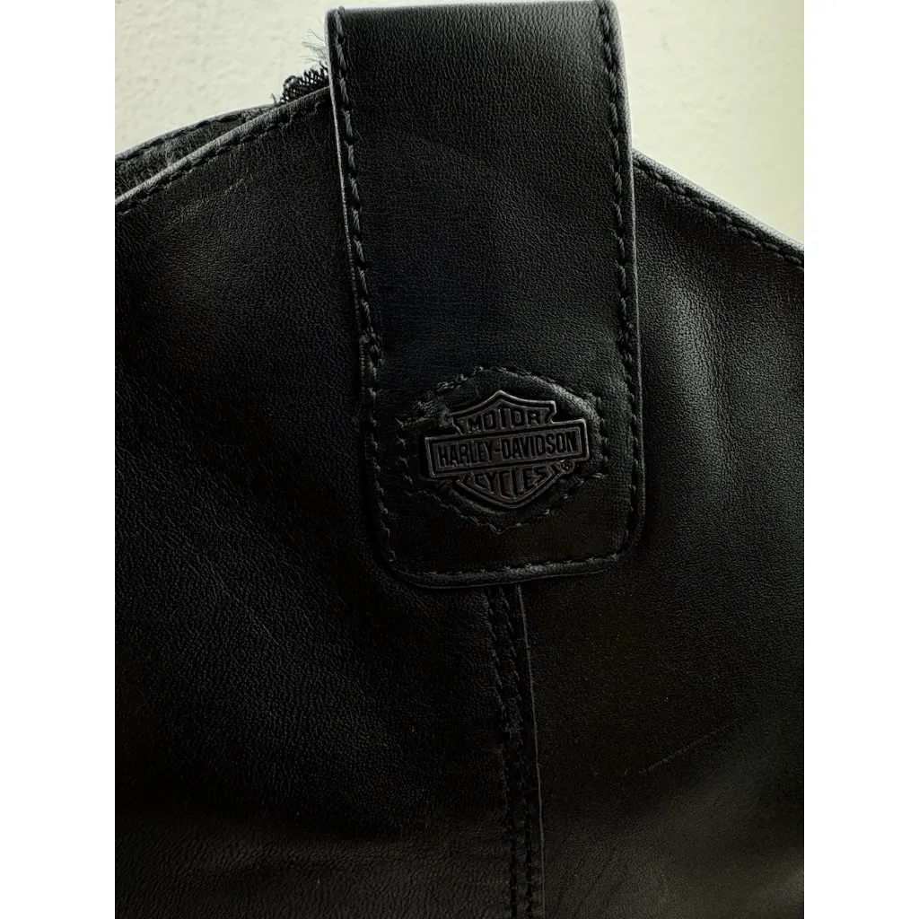 *Harley Davidson Boots Womens 7 Black Leather Heeled Mid Calf Motorcycle Biker - Image 12