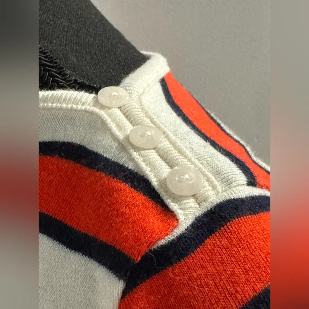1901 striped boatneck red orange, blue, and white 3/4 sleeve XS - Image 4