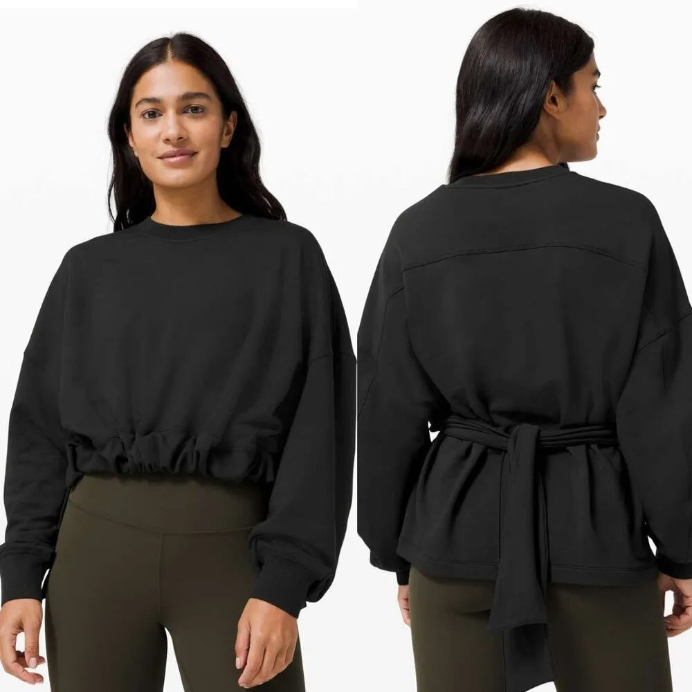 Lululemon Bound to Bliss Pullover Sweatshirt Black Gathered Oversized Size M/L Size L - Image 2