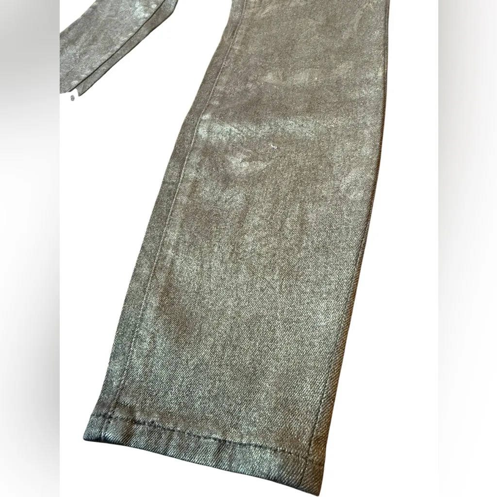 Lauren Ralph Lauren Black Label Luxury Metallic Gold Wax Denim Skinny Jeans Size 0 - Image 5
